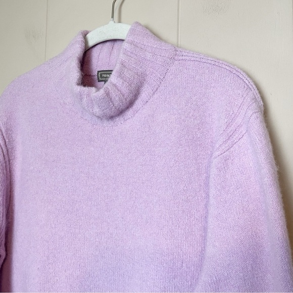 J. Crew Point Sur Mock Neck Sweater Large Supersoft Yarn lilac wool alpaca cozy - Picture 2 of 13